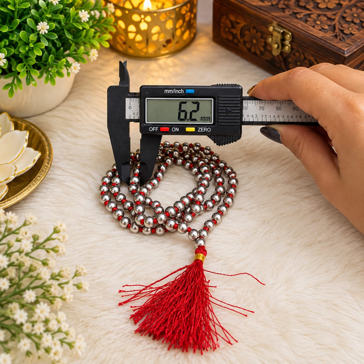 Parad Mala - Natural Mercury Beads for Spiritual Strength & Purification with Lab Certificate - Malawala