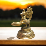 Peacock Brass Jyot | Brass Nakshi Peacock Design Diya for Pooja Room | Malawala