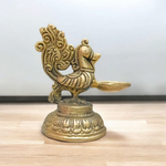 Peacock Brass Jyot | Brass Nakshi Peacock Design Diya for Pooja Room | Malawala