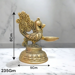Peacock Brass Jyot | Brass Nakshi Peacock Design Diya for Pooja Room | Malawala