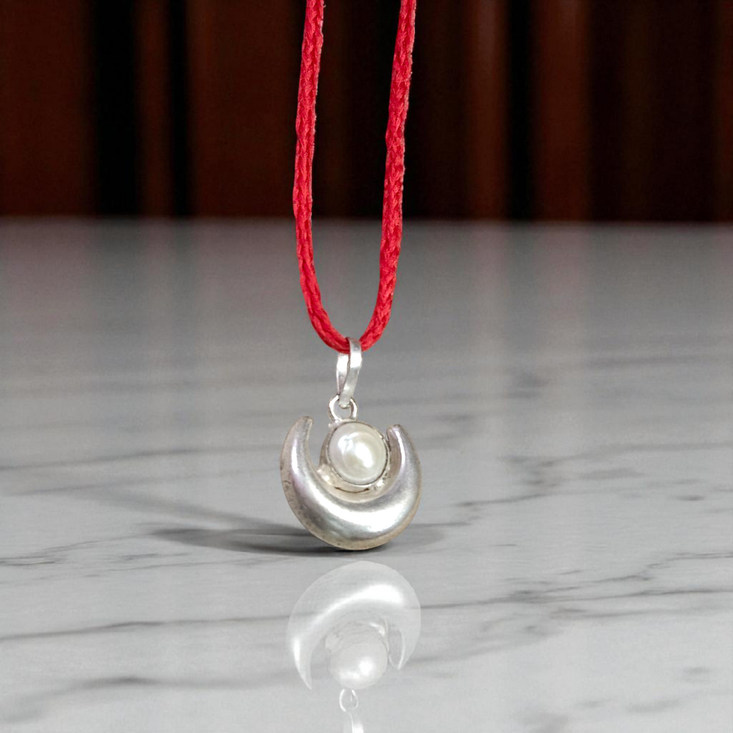 Pearl Moon Pendant | Locket of Moti Chandra Gemstone in Silver | Lab Certified | Top Grade Quality