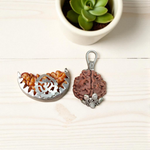 Pendant featuring 1 Mukhi and 4 Mukhi Rudraksha beads set in metal caps, placed against a clean background – spiritual and certified