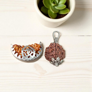 Pendant featuring 1 Mukhi and 4 Mukhi Rudraksha beads set in metal caps, placed against a clean background – spiritual and certified