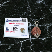 Pendant featuring lab certified 3 Mukhi and 4 Mukhi Rudraksha beads in a dual-metal cap design, placed against a neutral background