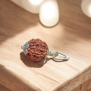 Pendant featuring lab certified 6 Mukhi and 5 Mukhi Rudraksha beads in handcrafted metal caps, ideal for focus, study, and prayer