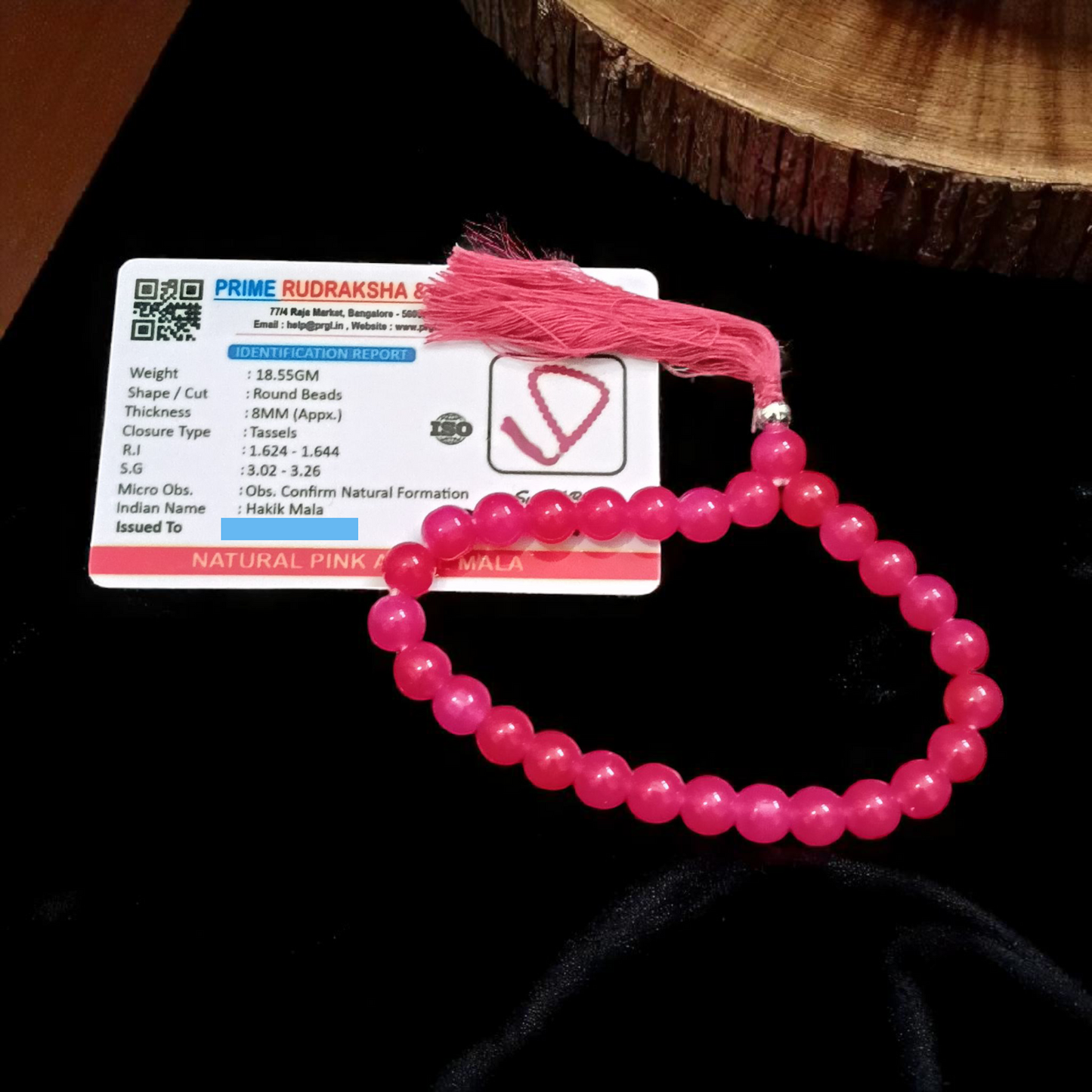 Pink Agate Mala 8MM 27+1 Beads Lab Certified | Malawala