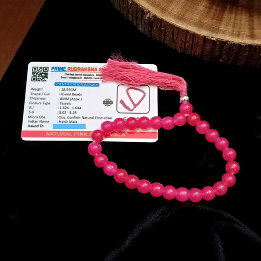Pink Agate Mala 8MM 27+1 Beads Lab Certified | Malawala