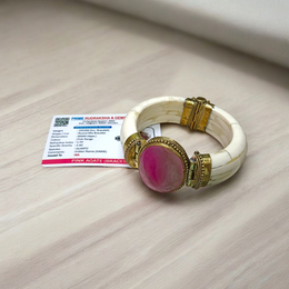 Pink Agate (Pink Hakik) Bracelet with 8mm polished round beads on a stretchable thread, lab certified and handcrafted