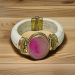 Pink Agate (Pink Hakik) Bracelet with 8mm polished round beads on a stretchable thread, lab certified and handcrafted