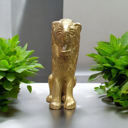 Pure Brass Lion Idol for Table & Temple | Malawala