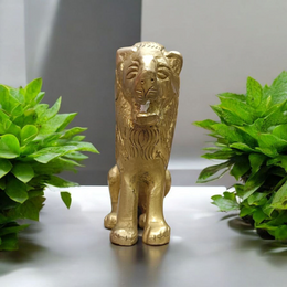 Pure Brass Lion Idol for Table & Temple | Malawala