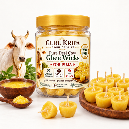 Pure Cow Ghee Diya Batti Pack of 100 Ready-to-Use Wax-Free Ghee Wicks for Puja and Aarti by Malawala