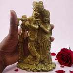 Radha Krishna Brass Idol Murti for Home Temple Puja Spiritual Decor Divine Hindu Statue