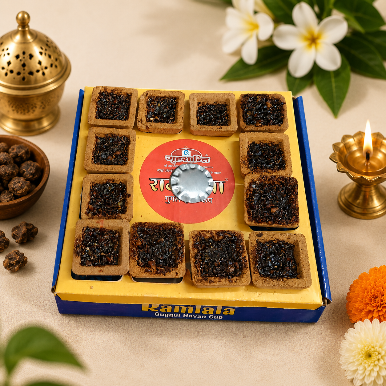 Ramlala Natural Guggul Havan Cups for Daily Pooja, Havan, Temple Rituals and Meditation with Pure Guggal Fragrance