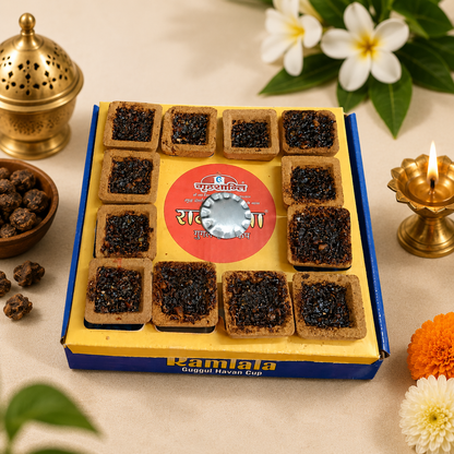 Ramlala Natural Guggul Havan Cups for Daily Pooja, Havan, Temple Rituals and Meditation with Pure Guggal Fragrance