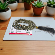 Raw Pyrite Mala 5-6MM - Natural Pyrite for Abundance & Protection with Lab Certificate - Malawala