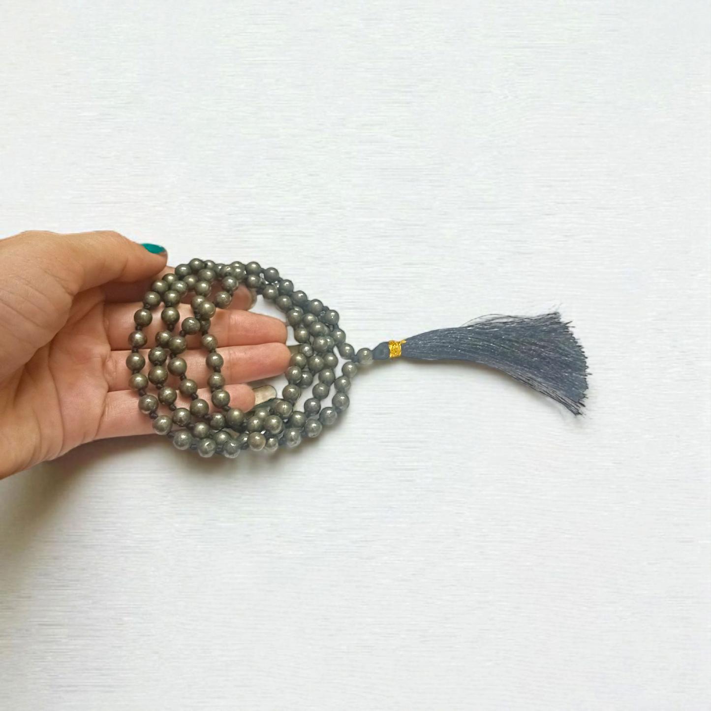Raw Pyrite Mala 5-6MM - Natural Pyrite for Abundance & Protection with Lab Certificate - Malawala
