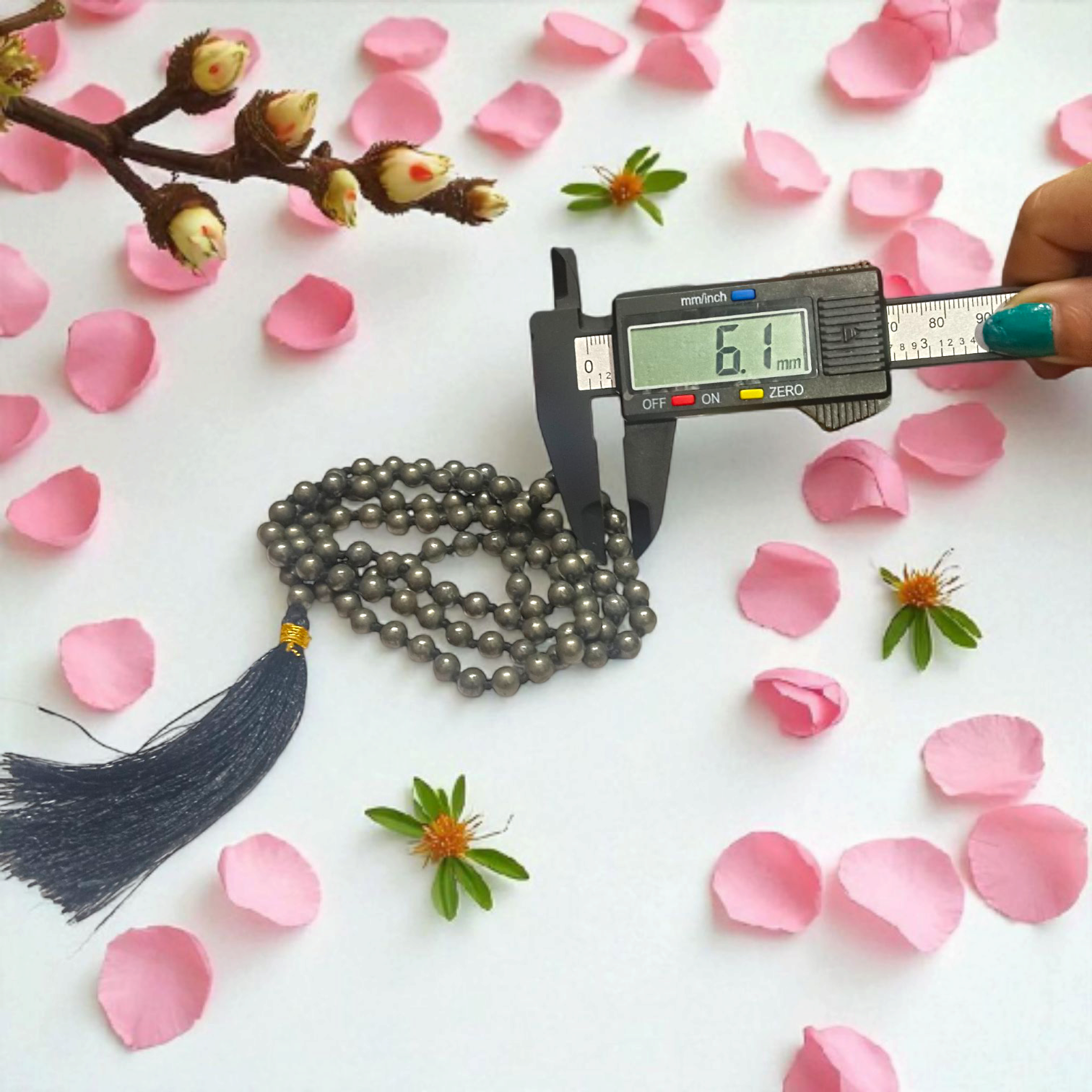 Raw Pyrite Mala 5-6MM - Natural Pyrite for Abundance & Protection with Lab Certificate - Malawala