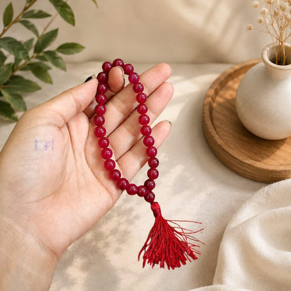 Red Agate Jaap Mala 27+1 Beads 8mm – Lab Certified | Malawala