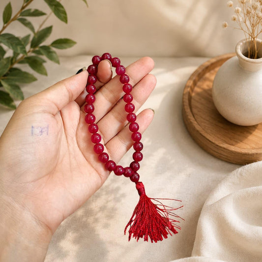 Red Agate Jaap Mala 27+1 Beads 8mm – Lab Certified | Malawala