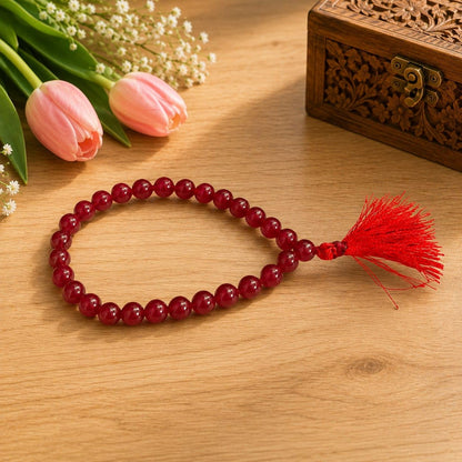 Red Agate Jaap Mala 27+1 Beads 8mm – Lab Certified | Malawala