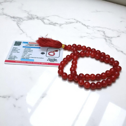 Red Hakik Mala 8MM - Natural Red Agate for Strength & Courage with Lab Certificate - Malawala