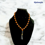 Rudraksha Black Hakik Mala - Natural 5 Mukhi Rudraksha & Black Agate for Protection & Grounding with Lab Certificate - Malawala