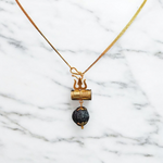 Rudraksha Locket with Brass Damru Trishul - Natural Rudraksha with Brass Trishul & Damru for Spiritual Protection & Blessings - Malawala