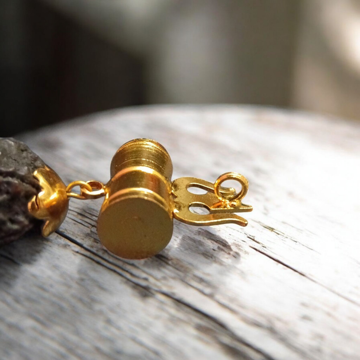Rudraksha Locket with Brass Damru Trishul - Natural Rudraksha with Brass Trishul & Damru for Spiritual Protection & Blessings - Malawala
