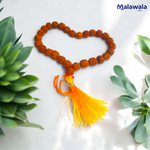 Rudraksha Mala 8MM - Natural 5 Mukhi Rudraksha for Meditation & Spiritual Strength with Lab Certificate - Malawala