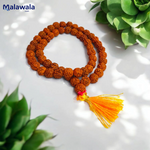 Rudraksha Mala 8MM - Natural 5 Mukhi Rudraksha for Meditation & Spiritual Strength with Lab Certificate - Malawala