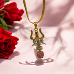 Rudraksha Navratna Locket - Natural Rudraksha with Nine Gemstones for Blessings & Protection - Malawala