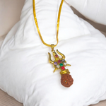 Rudraksha Navratna Locket - Natural Rudraksha with Nine Gemstones for Blessings & Protection - Malawala