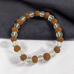 Rudraksha Sphatik Bracelet - Natural 5 Mukhi Rudraksha & Sphatik for Spiritual Balance & Healing with Lab Certificate - Malawala