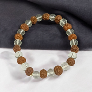 Rudraksha Sphatik Bracelet - Natural 5 Mukhi Rudraksha & Sphatik for Spiritual Balance & Healing with Lab Certificate - Malawala