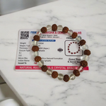 Rudraksha Sphatik Bracelet - Natural 5 Mukhi Rudraksha & Sphatik for Spiritual Balance & Healing with Lab Certificate - Malawala