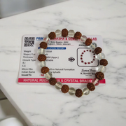 Rudraksha Sphatik Bracelet - Natural 5 Mukhi Rudraksha & Sphatik for Spiritual Balance & Healing with Lab Certificate - Malawala