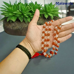 Rudraksha Sphatik Mala - Natural 5 Mukhi Rudraksha & Sphatik for Spiritual Balance & Healing with Lab Certificate - Malawala