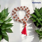 Rudraksha Sphatik Mala - Natural 5 Mukhi Rudraksha & Sphatik for Spiritual Balance & Healing with Lab Certificate - Malawala