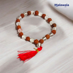 Rudraksha Sphatik Mala - Natural 5 Mukhi Rudraksha & Sphatik for Spiritual Balance & Healing with Lab Certificate - Malawala