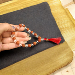 Rudraksha Sphatik Mala by Malawala featuring alternating 5 Mukhi Rudraksha and Sphatik beads, available in 27+1 and 108+1 variants with lab certification