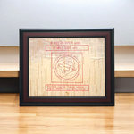 Sacred Vastu Dosh Nivaran Yantra inscribed on Bhojpatra and set in an antique wooden frame with glass cover, ideal for home or office.
