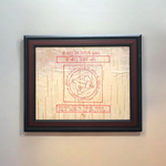 Sacred Vastu Dosh Nivaran Yantra inscribed on Bhojpatra and set in an antique wooden frame with glass cover, ideal for home or office.