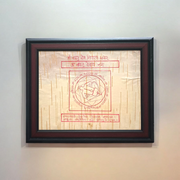 Sacred Vastu Dosh Nivaran Yantra inscribed on Bhojpatra and set in an antique wooden frame with glass cover, ideal for home or office.