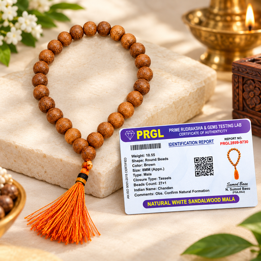 Safed Chandan (White Sandalwood) Jaap Mala 8MM 27+1 Beads | Malawala