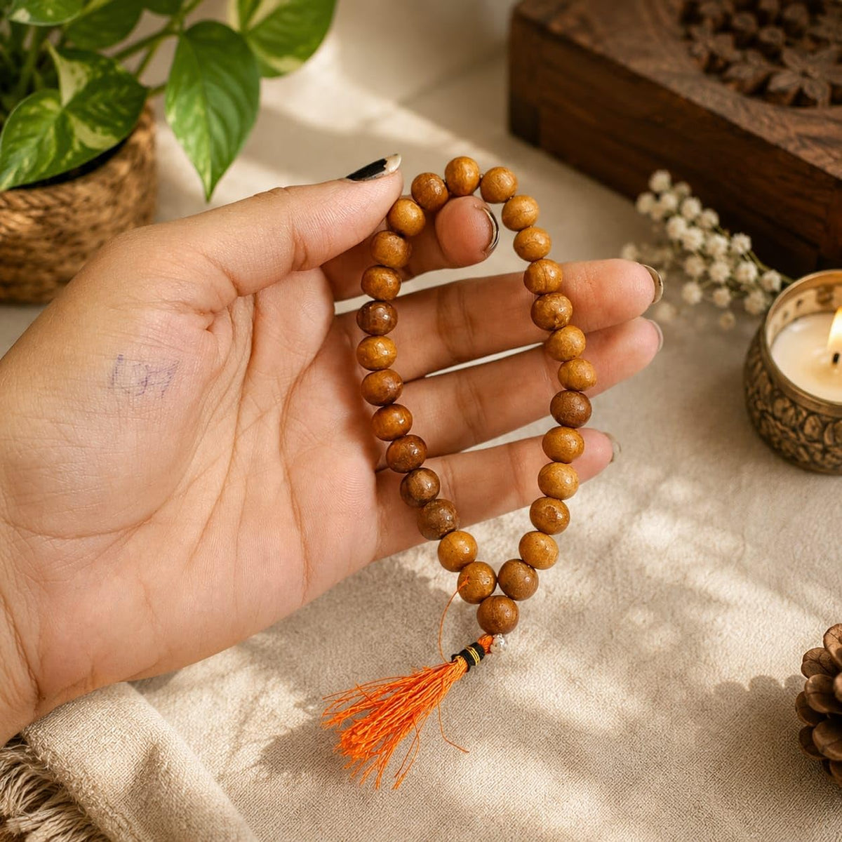 Safed Chandan (White Sandalwood) Jaap Mala 8MM 27+1 Beads | Malawala