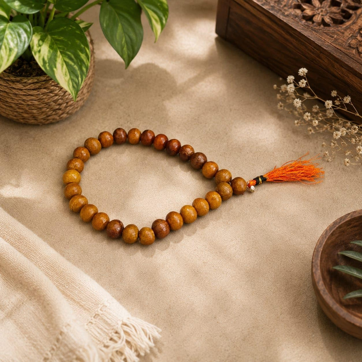 Safed Chandan (White Sandalwood) Jaap Mala 8MM 27+1 Beads | Malawala