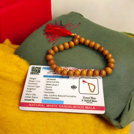 Safed Chandan (White Sandalwood) Jaap Mala 8MM 27+1 Beads | Malawala