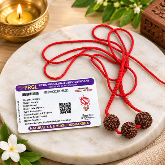 Saraswati Bandh Rudraksha Mala for Students with Original 4 and 6 Mukhi Nepal Rudraksha Beads Lab Certified