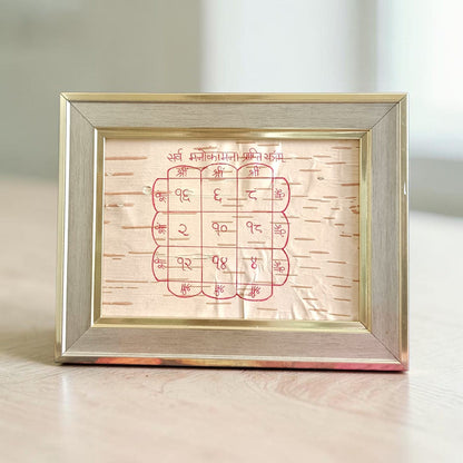 Sarva Manokamna Prapti Yantra 16x20 CM Handmade on Bhojpatra Wooden Frame for Success Prosperity and Wish Fulfilment